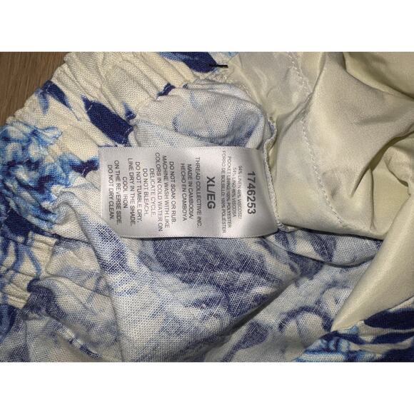 Ellen Tracy blue floral skort linen blend with elastic waistband size XL - Picture 4 of 6